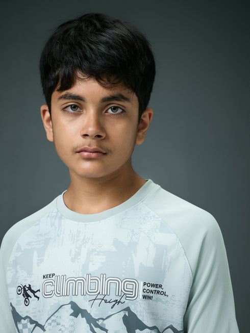 Boys Printed Slim Fit Crew Neck T-shirt with TECHNOLITE