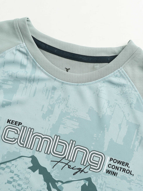 Boys Printed Slim Fit Crew Neck T-shirt with TECHNOLITE