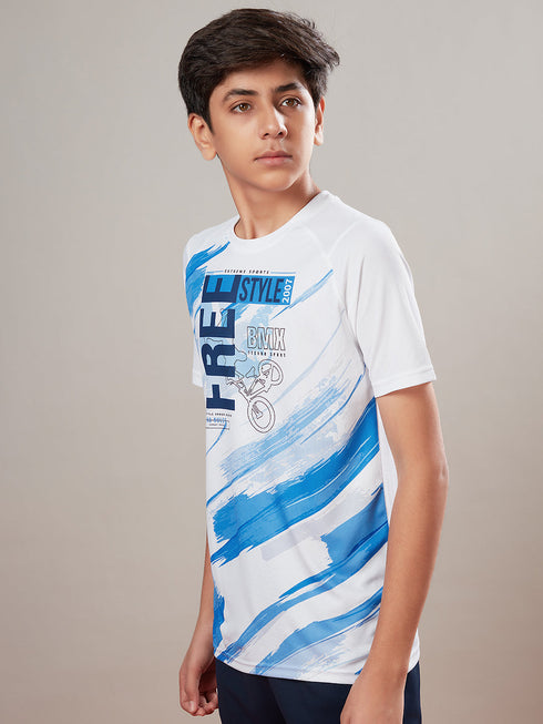 Boys Printed Slim Fit Crew Neck T-shirt with TECHNOLITE