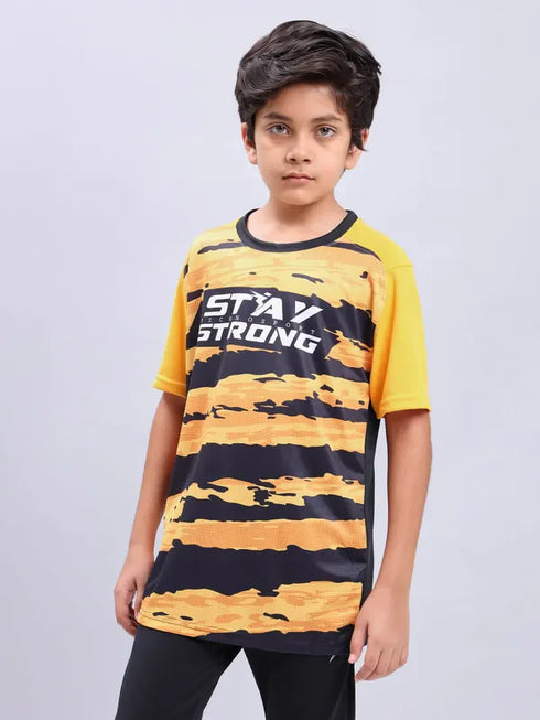Boys Printed Slim Fit Crew Neck T-shirt with TECHNOLITE