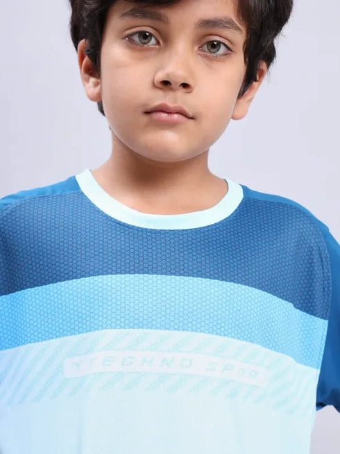 Boys Printed Slim Fit Crew Neck T-shirt with TECHNOLITE
