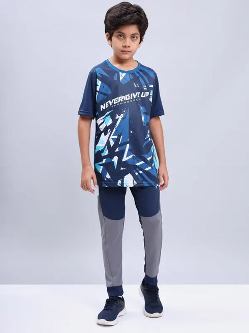 Boys Printed Slim Fit Crew Neck T-shirt with TECHNOLITE