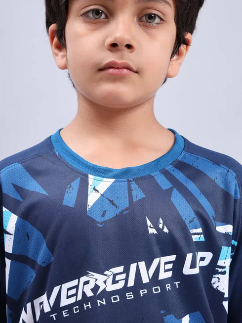 Boys Printed Slim Fit Crew Neck T-shirt with TECHNOLITE
