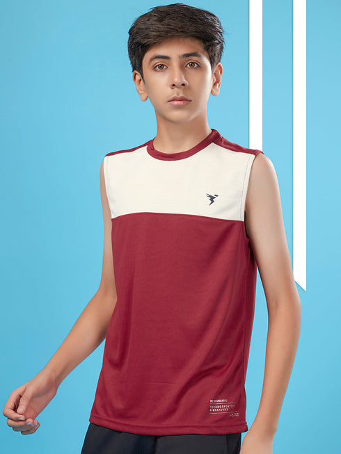 Boys Colorblock Slim Fit Round Neck T-shirt with TECHNO COOL+