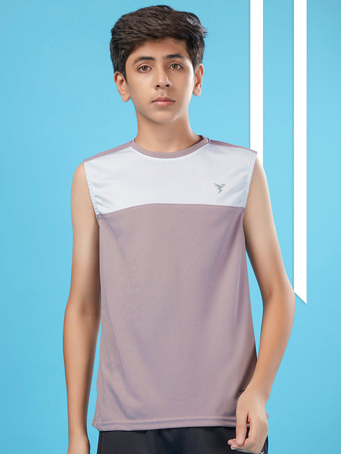 Boys Colorblock Slim Fit Round Neck T-shirt with TECHNO COOL+
