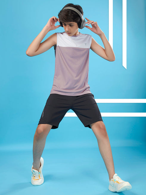 Boys Colorblock Slim Fit Round Neck T-shirt with TECHNO COOL+