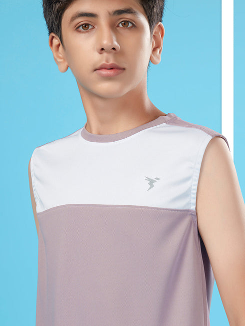 Boys Colorblock Slim Fit Round Neck T-shirt with TECHNO COOL+
