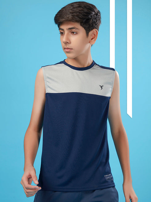 Boys Colorblock Slim Fit Round Neck T-shirt with TECHNO COOL+