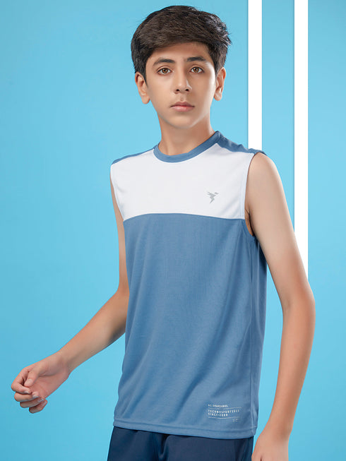 Boys Colorblock Slim Fit Round Neck T-shirt with TECHNO COOL+