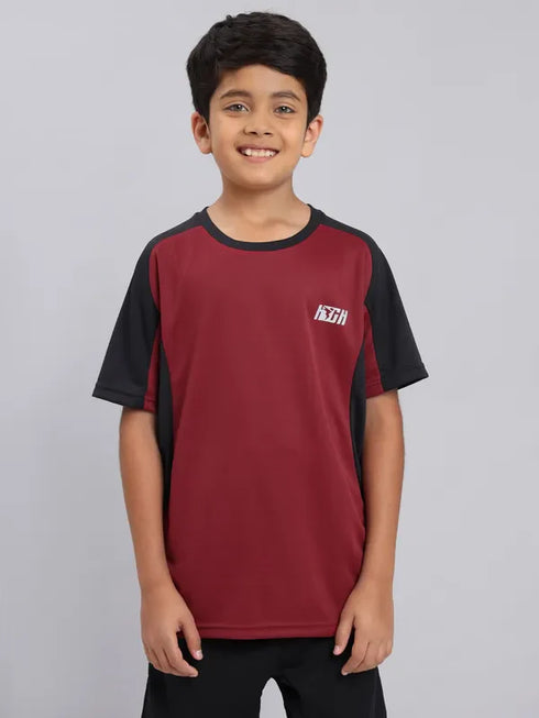 Boys Colorblock Slim Fit Crew Neck T-shirt with TECHNO COOL+