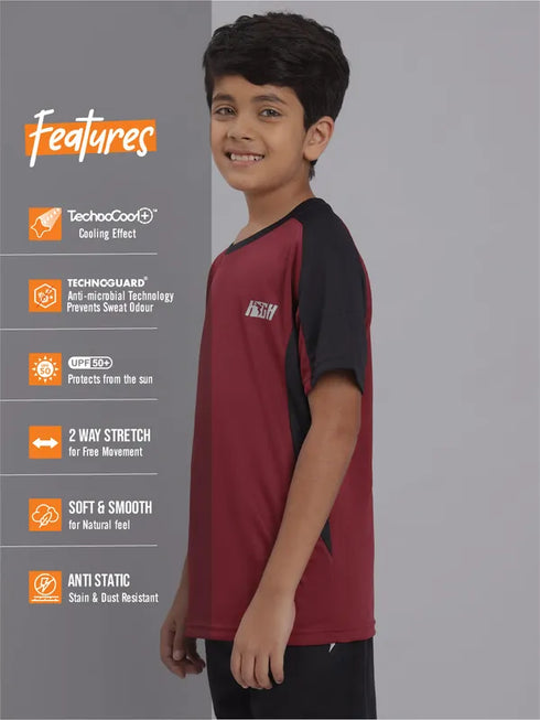 Boys Colorblock Slim Fit Crew Neck T-shirt with TECHNO COOL+