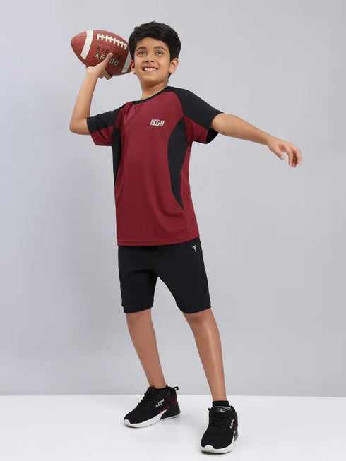 Boys Colorblock Slim Fit Crew Neck T-shirt with TECHNO COOL+