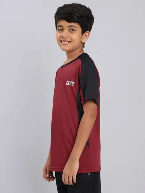 Boys Colorblock Slim Fit Crew Neck T-shirt with TECHNO COOL+