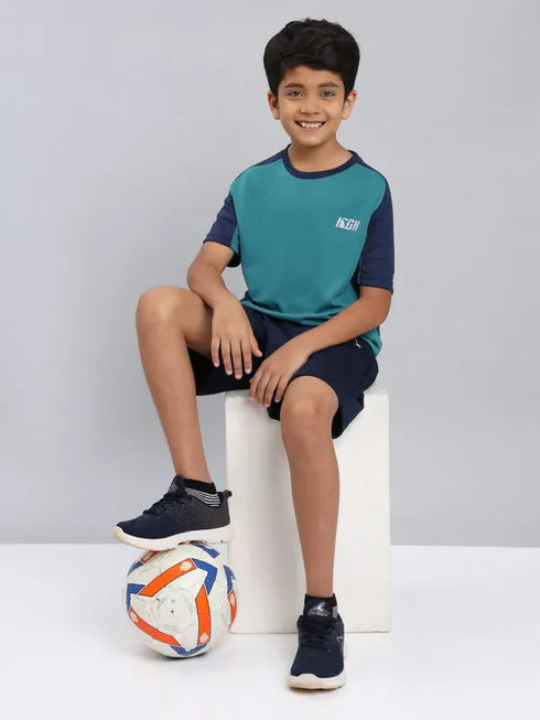 Boys Colorblock Slim Fit Crew Neck T-shirt with TECHNO COOL+