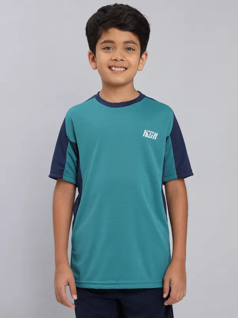 Boys Colorblock Slim Fit Crew Neck T-shirt with TECHNO COOL+
