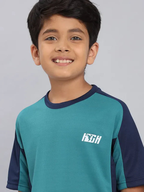 Boys Colorblock Slim Fit Crew Neck T-shirt with TECHNO COOL+