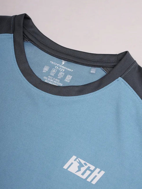 Boys Colorblock Slim Fit Crew Neck T-shirt with TECHNO COOL+