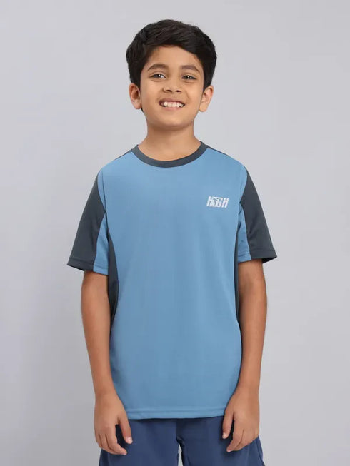 Boys Colorblock Slim Fit Crew Neck T-shirt with TECHNO COOL+