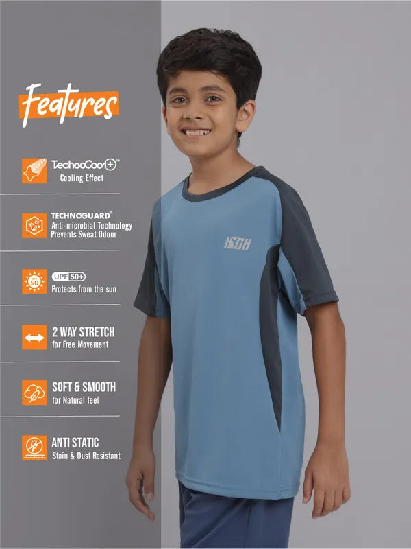 Boys Colorblock Slim Fit Crew Neck T-shirt with TECHNO COOL+