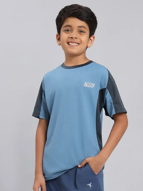 Boys Colorblock Slim Fit Crew Neck T-shirt with TECHNO COOL+