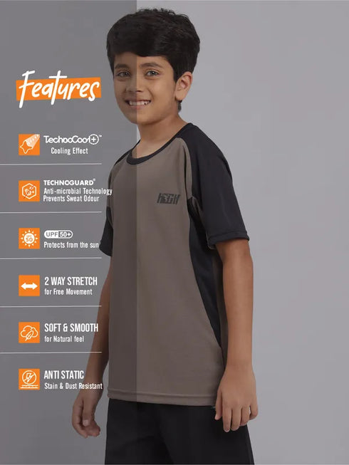 Boys Colorblock Slim Fit Crew Neck T-shirt with TECHNO COOL+