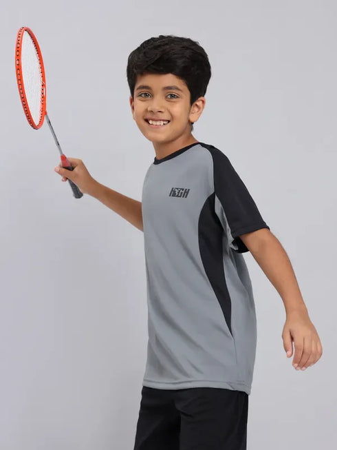 Boys Colorblock Slim Fit Crew Neck T-shirt with TECHNO COOL+