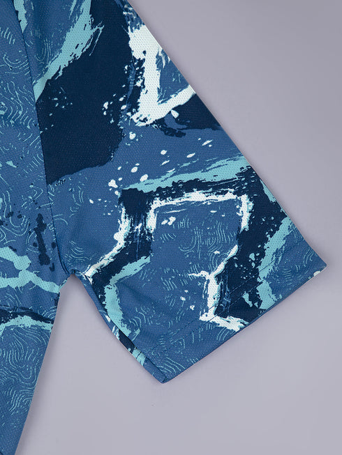 Boys Printed Slim Fit Round Neck Sports T-shirt with TECHNOCOOL+