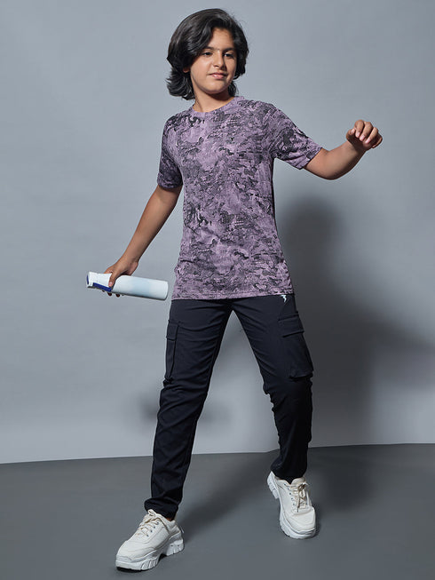 Boys Printed Slim Fit Round Neck Sports T-shirt with TECHNOCOOL+