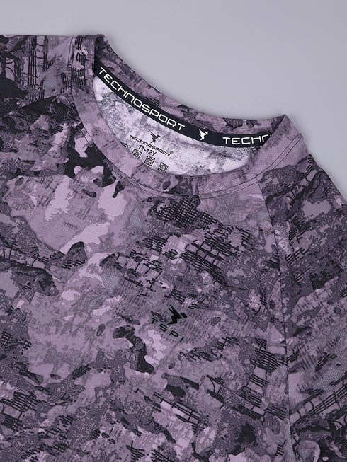 Boys Printed Slim Fit Round Neck Sports T-shirt with TECHNOCOOL+