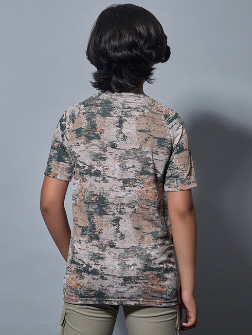 Boys Printed Slim Fit Round Neck Sports T-shirt with TECHNOCOOL+