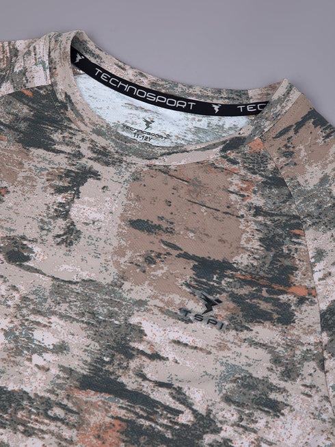 Boys Printed Slim Fit Round Neck Sports T-shirt with TECHNOCOOL+