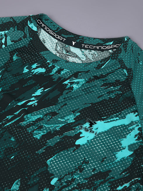 Boys Printed Slim Fit Round Neck Sports T-shirt with TECHNOCOOL+