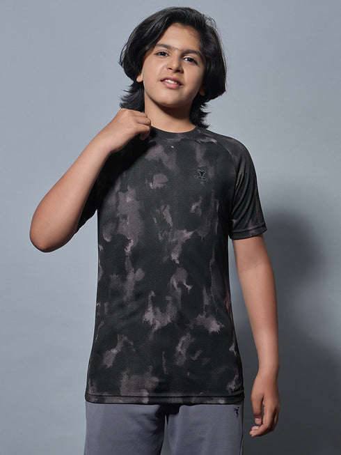 Boys Printed Slim Fit Round Neck Sports T-shirt with TECHNOCOOL+