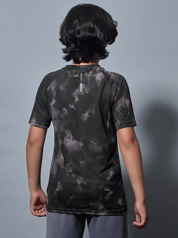 Boys Printed Slim Fit Round Neck Sports T-shirt with TECHNOCOOL+