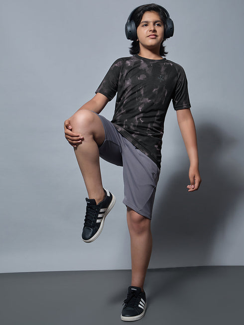 Boys Printed Slim Fit Round Neck Sports T-shirt with TECHNOCOOL+