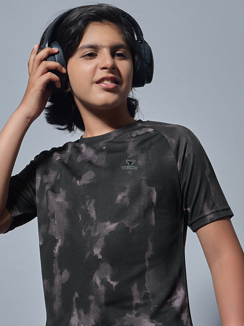 Boys Printed Slim Fit Round Neck Sports T-shirt with TECHNOCOOL+