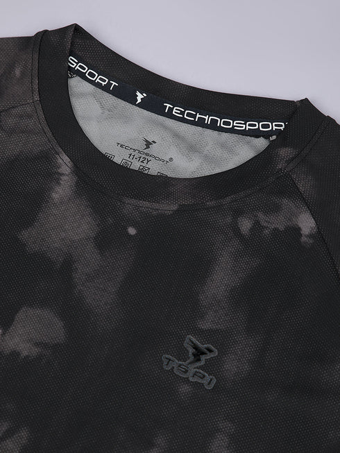 Boys Printed Slim Fit Round Neck Sports T-shirt with TECHNOCOOL+
