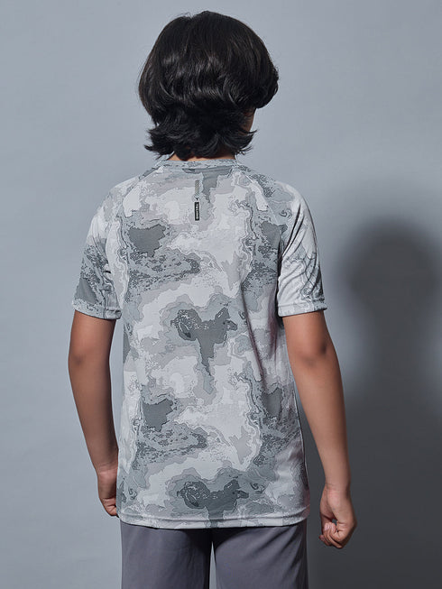 Boys Printed Slim Fit Round Neck Sports T-shirt with TECHNOCOOL+