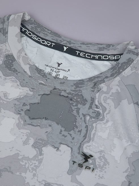 Boys Printed Slim Fit Round Neck Sports T-shirt with TECHNOCOOL+