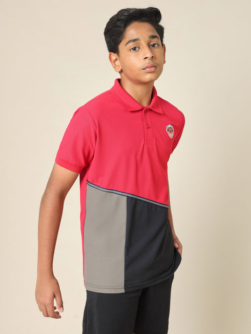 Boys Colorblock Slim Fit Polo T-shirt with MATPIQ