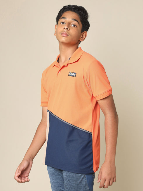 Boys Colorblock Slim Fit Polo T-shirt with MATPIQ