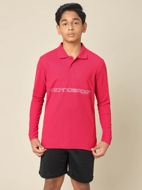 Boys Printed Slim Fit Polo T-shirt with MATPIQ