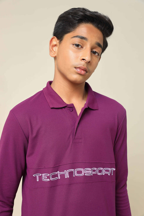Boys Printed Slim Fit Polo T-shirt with MATPIQ