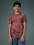 Boys Self Design Slim Fit Crew Neck T-shirt with DOUBLE COOL