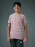 Boys Self Design Slim Fit Crew Neck T-shirt with DOUBLE COOL