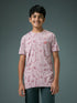 Boys Self Design Slim Fit Crew Neck T-shirt with DOUBLE COOL
