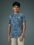 Boys Self Design Slim Fit Crew Neck T-shirt with DOUBLE COOL