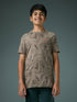Boys Self Design Slim Fit Crew Neck T-shirt with DOUBLE COOL