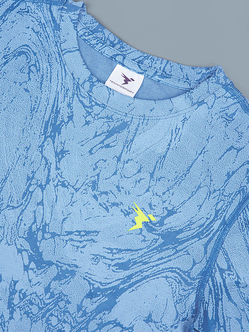 Boys Self Design Slim Fit Crew Neck T-shirt with DOUBLE COOL