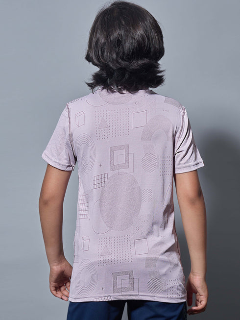 Boys Self Design Slim Fit Crew Neck T-shirt with DOUBLE COOL